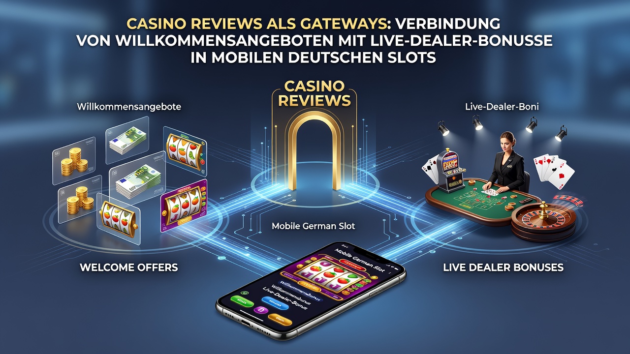 Illustration von Bonusübergängen zwischen Willkommensangeboten und Live-Dealer-Optionen in mobilen Umgebungen