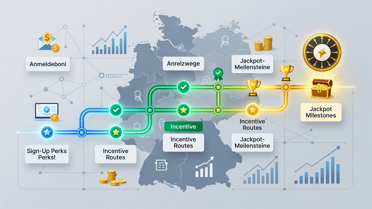 Darstellung sequenzieller Anreizpfade von No-Deposit-Codes zu Jackpot-Meilensteinen