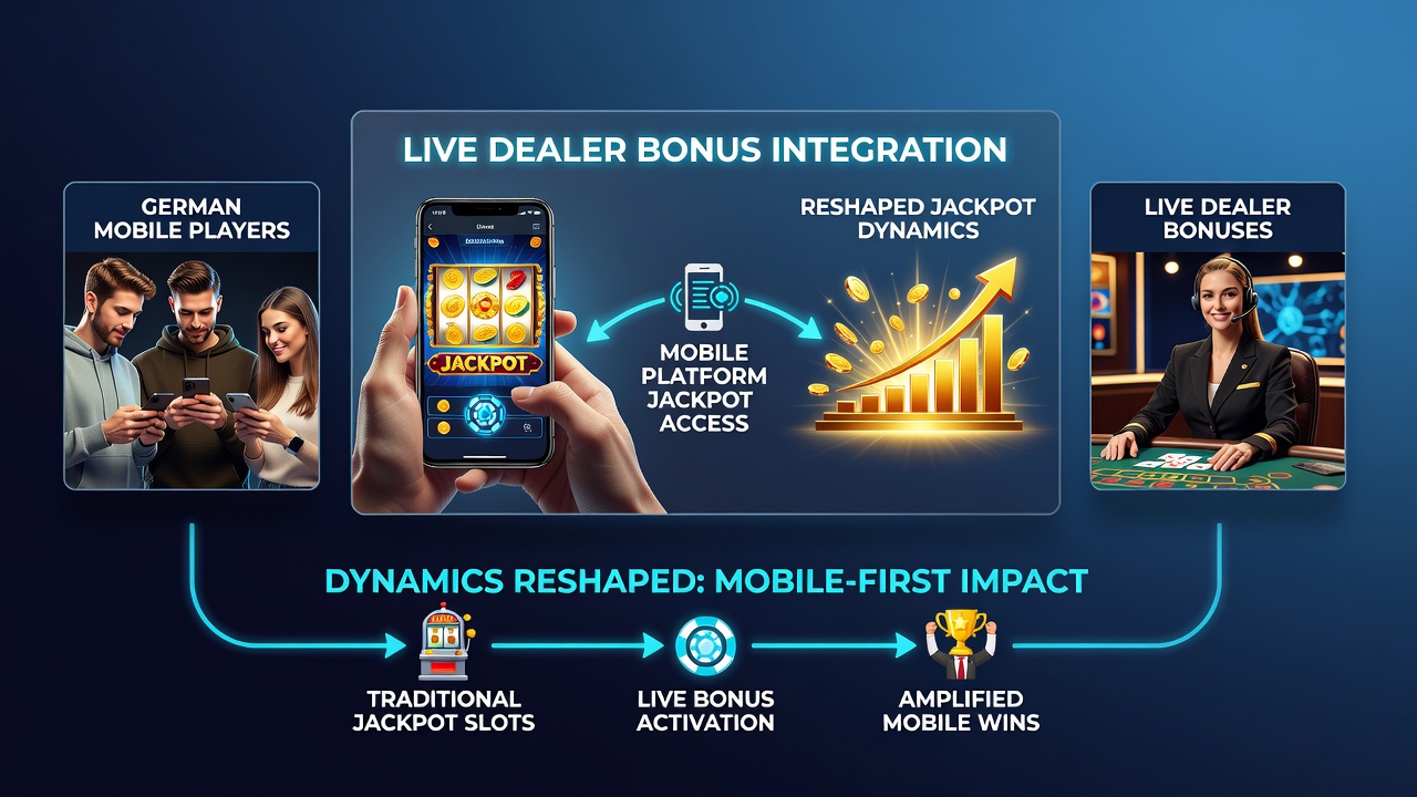 Mobile Live-Dealer-Schnittstelle mit Jackpot-Anzeige für deutsche Spieler