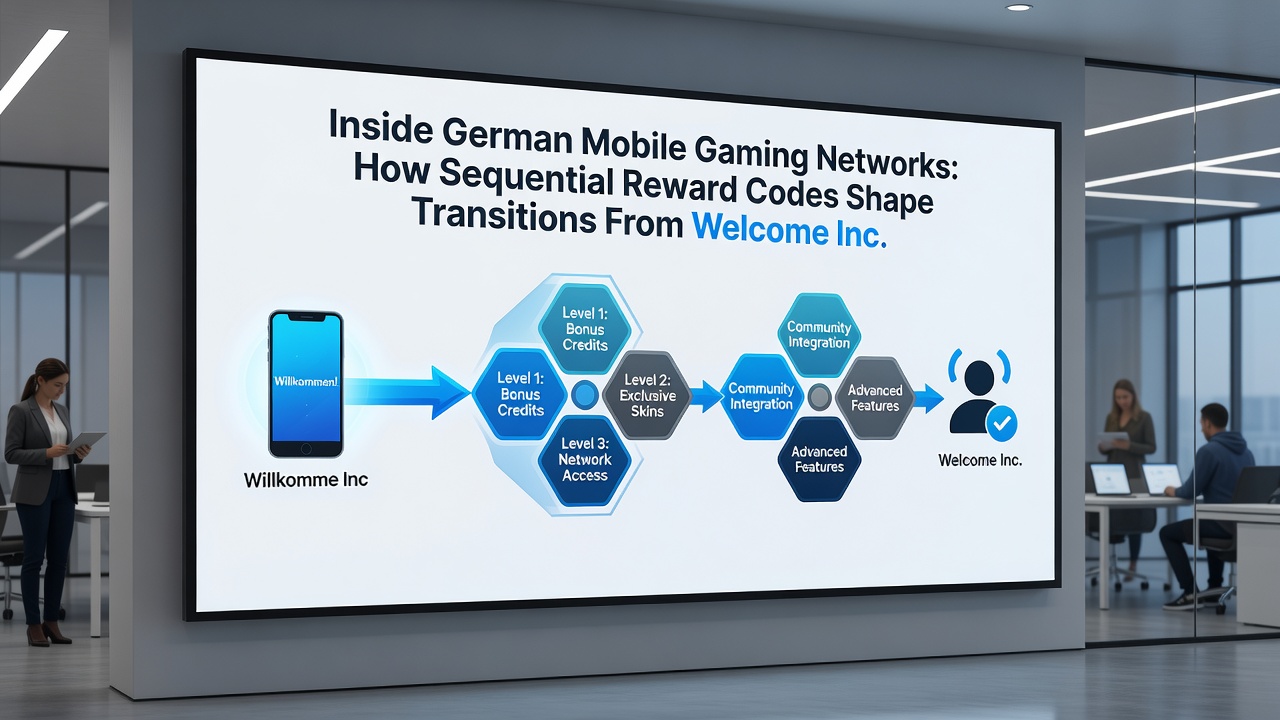 Darstellung von Übergängen in mobilen Gaming-Netzwerken von Willkommenscodes zu Live-Tisch-Jackpot-Meilensteinen mit sequenziellen Belohnungsebenen