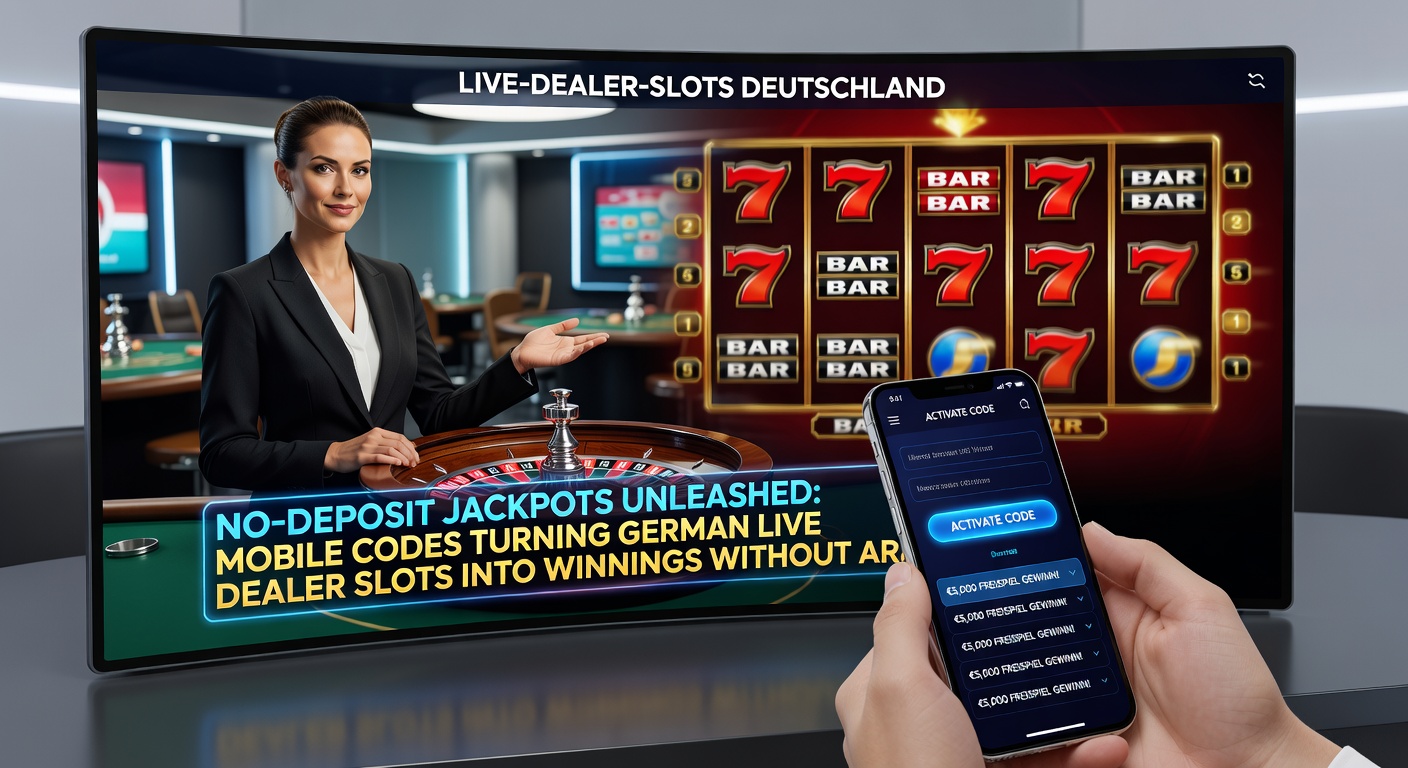 Live-Dealer an einem Slot-Tisch mit Jackpot-Anzeige und Mobile-Code-Popup auf dem Bildschirm eines Spielers in Deutschland